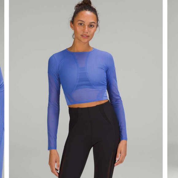 Lululemon Mesh Panelled Training Long Sleeve Shirt Blue size 2 - Picture 1 of 8